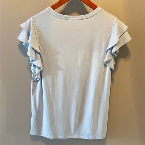 Chico's Light Blue Flutter Sleeve Tee Size M - Picture 5 of 7